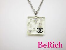 Chanel CHANEL Square Rhinestone Logo Necklace Pendant Plastic CC Accessories