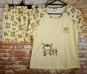 BNWT Older Girls Sz M 12 Short Summer Style Lemon Bear Cotton PJ Pyjamas - Picture 1 of 3