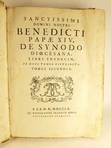 Sanctissimi Domini Nostri Benedicti Papae XIV De Synodo Tomus II Parmae 1760 - Imagen 1 de 6