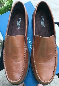 Rockport Men's Leather Shoes Size 10M Brown Pre-owned Loafer READ DESCRIPTION - Picture 1 of 24