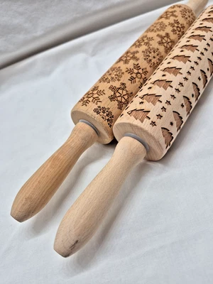 2 alfileres de madera para galletas navideñas copos de nieve árboles estrellas decoración Foto 1 de 4