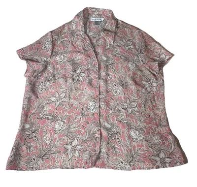 Rena Rowan Floral Button Down Blouse Shirt Top Size 18 Multicolor Lightweight - Image 1 of 4