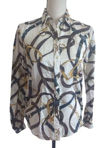 Ralph Lauren camicia equitazione donna XS oro cavallo briglia polo mallet western - Foto 1 di 5