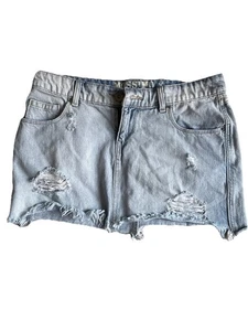 Mossimo Supply Co Distressed Cuffed Blue Denim Womens Size 9 - Picture 1 of 3