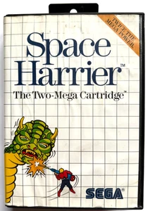 "SPACE HARRIER" SEGA MASTER SYSTEM MEGA CARTUCHO JUEGO COMPLETO EN CAJA DE PESTAÑAS COLGANTES - Imagen 1 de 3