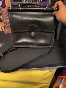 Vintage Coach Umhängetasche schwarz Willis 9927 Leder Station - Bild 1 von 7