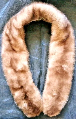 Vtg Genuine Mink Fur Mid Century 50s 60s Velvet Lined Scarf Collar for Coat Rich - Изображение 1 из 4