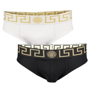 Confezione da 2 slip Greca Border, Nero/Bianco - Foto 1 di 4