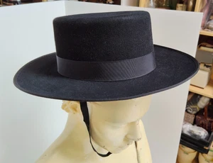 Hat Sombrero Cordobes Spanish Riding Hat Fur Felt Made England ~ 54cm Small -AF - Foto 1 di 8