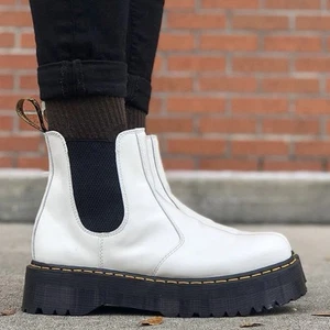 Dr. Martens Quad 2976 White Smooth Leather Platform Chelsea Boot Size 10 - Picture 1 of 14