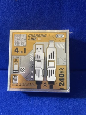 New, 240W MFISH 4-in-1 Charging Line Cable 6.6FT iPhone & Android - Image 1 of 2