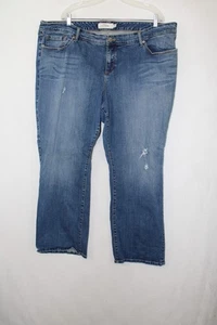 Torrid Jeans Sz 26R (meas 46x30) Med Wash Relaxed Boot Distressed Blue Jeans - Picture 1 of 9