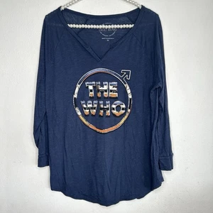 Lucky Brand The Who Henley T Shirt Medium Pima Cotton Rock Graphic Grunge Indie - Picture 1 of 11