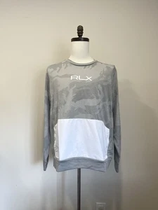 Maglione jacquard mimetico Ralph Lauren Performance nuovo con etichette $148 RLX grigio erica grande - Foto 1 di 6
