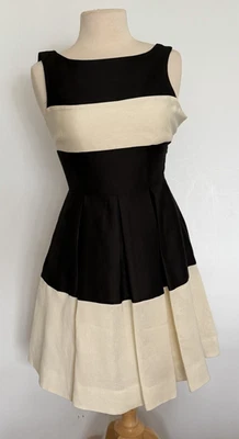 Kate Spade NY Gayle Black Ivory Stripe Colorblock Sleeveless Dress Sz 2 Preppy - Image 1 of 4