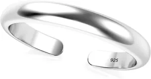 Sterlingsilber Ring gestempelt 0,925 verstellbar 3 mm einfaches Band Zehenring mittlerer Ring - Bild 1 von 2