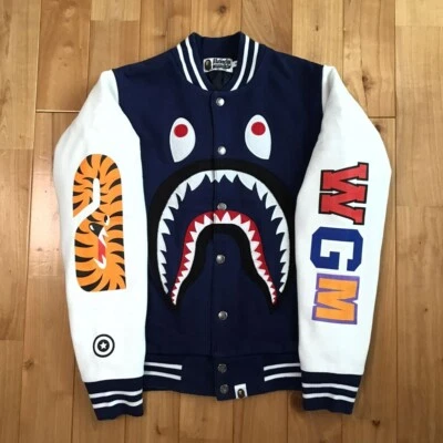BAPE SHARK SWEAT VARSITY JACKET A Bathing Ape Size S - Image 1 of 4