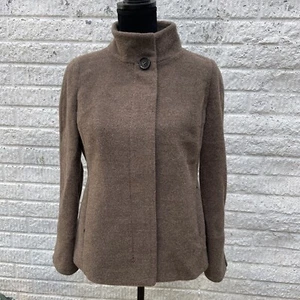 Hilary Radley 4 Alpaca Wool Jacket Short Collared Button Up Brown blazer - Picture 1 of 10