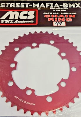 MCS CHAINRING BMX BIKE SPROCKET 44t RED USA MADE! GT Haro SE Racing Redline new - Image 1 of 3