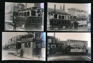 YORKSHIRE BARNSLEY WORTLEY STEAM TRAMS 4 PHOTOS DRIVERS CLEAR FACES c1900 - Picture 1 of 2