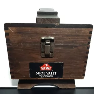 Vintage KIWI Hand Crafted Oak Valet Shoe Shine Wooden Wood Dovetail Box with acc - Picture 1 of 9