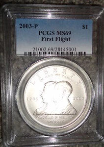 2003 P First Flight Silver Commemorative Dollar PCGS MS 69 - Picture 1 of 2