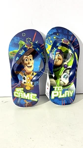Disney Store Toy Story Woody Buzz Flip Flops Sandals Shoes Boy Size 9/10 - Picture 1 of 5