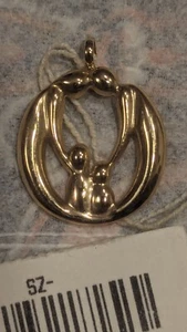 14k Gold Mutter, Vater und Kinder Anhänger - Bild 1 von 3