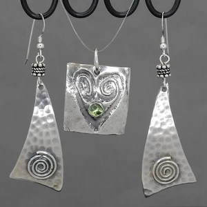 Ronetta Krause Silver Moon Studio Handcrafted Sterling Earrings & Heart Pendant - Picture 1 of 9
