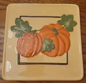 Pumpkin Fall Trivet 7" x 7" Square Tile Tabletop / Hang - Picture 1 of 4