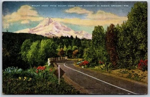 Vtg Oregon OR Mount Hood Loop Highway 1930s Scenic View Linen Old Postcard - Picture 1 of 2