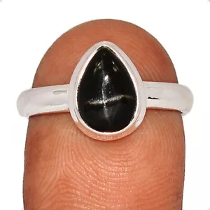 Natural Star Diopside, Black Star Of India 925 Silver Ring Jewelry s.8 CR43561 - Picture 1 of 1