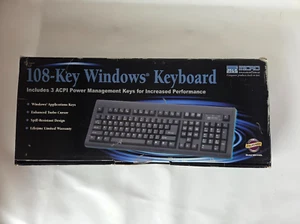 Micro 108-Key Windows Keyboard Boxed PS2 Vintage Turbo Control ACPI Keys - Picture 1 of 6