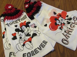 Mickey Mouse Minnie Mouse 2 Platoallas Colgantes Cocina Toallas Prendas para el torso Juego de Toallas Rojo Negro - Imagen 1 de 10