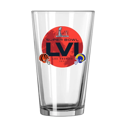 Super Bowl 56 LVI Los Angeles Rams Cincinnati Bengals Dueling 16 oz Pint Glass Cover