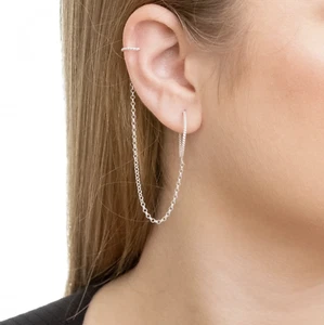 Pendiente de plata 925 con aro con oreja, un solo lado - Hecho a mano en Brasil - Imagen 1 de 1