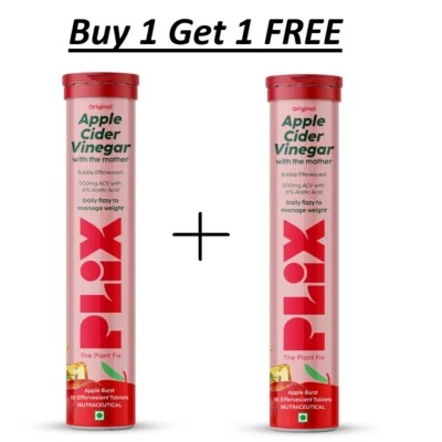 Plix Apple Cider Vinegar Effervescent For Weight Loss 15 Tab - BUY 1 GET 1 FREE