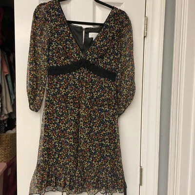 Jessica Simpson Women's Dress Size XS Black Floral Sheer Lined. Boho Peasant - Image 1 of 4