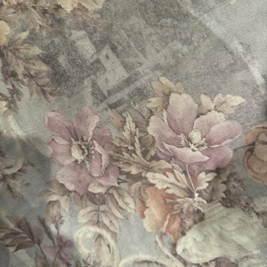 BY INTERIOR FABRIC DESIGN-cotton Velvet Plush 54” W Brown Plum & Green Leave - Picture 1 of 6