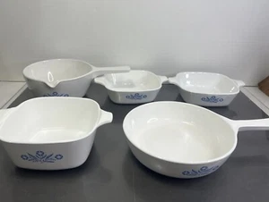 Lote De 5 DE COLECCIÓN CORNINGWARE AZUL Aciano (2)P-41, P-83-B, P-43-B, P-89B Usado En Excelente Condición - Imagen 1 de 10