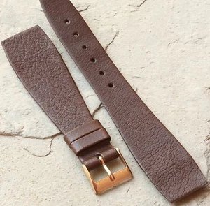 Short Length medium brown Nappa Calf 20mm open end vintage watch band by Hirsch - Picture 1 of 3