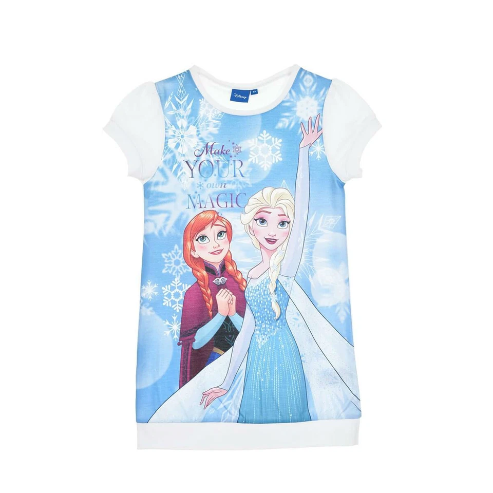 DISNEY robe LA REINE DES NEIGES 3, 4 ou 5 ans bleu blanc imprimé NEUVE - Photo 1/1