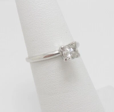 1/2CT Natural Diamond Princess Solitaire Engagement Wedding Ring 14K White Gold - Image 1 of 4