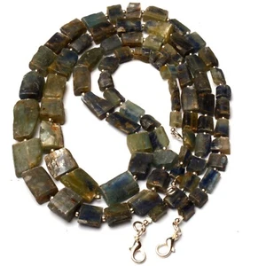 Natural Gem Bicolor Kyanite Rough Unpolished Nugget Beads Necklace 19" - Picture 1 of 24