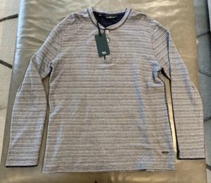 NWT Rodd & Gunn Centre Island Long-sleeve Henley Shirt Striped Medium Large $100 - Picture 1 of 9