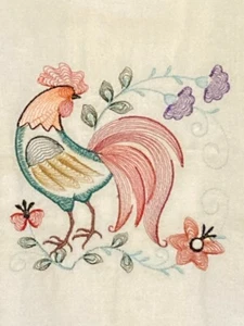  VOLKSKUNST BUNTER HAHN MEHLSACK KÜCHENTUCH STICKEREI VINTAGE LOOK - Bild 1 von 2