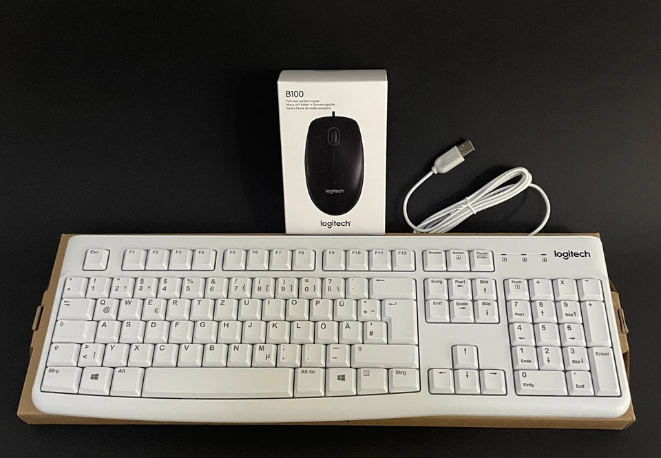 Logitech K120 Tastatur + Logitech B100 Maus USB Set - Bild 1 von 1