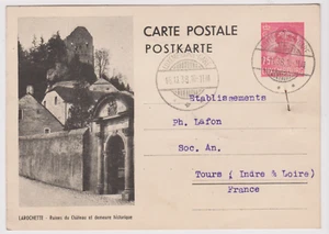 CARTE ILLUSTREE LUXEMBOURG GARE 1938 / ENTIER POSTAL 75C ROUGE / LAROCHETTE - Picture 1 of 1