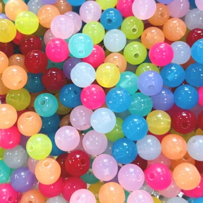 8 - 20 mm round acrylic Jelly Beads choice of colours sizes DIY Jewellery Making - Image 1 of 3