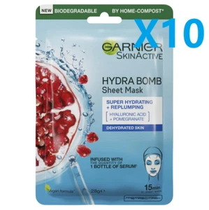 (BULK x10) Garnier Skin Active Hydrabomb Tissue Mask Pomegranate - Picture 1 of 4